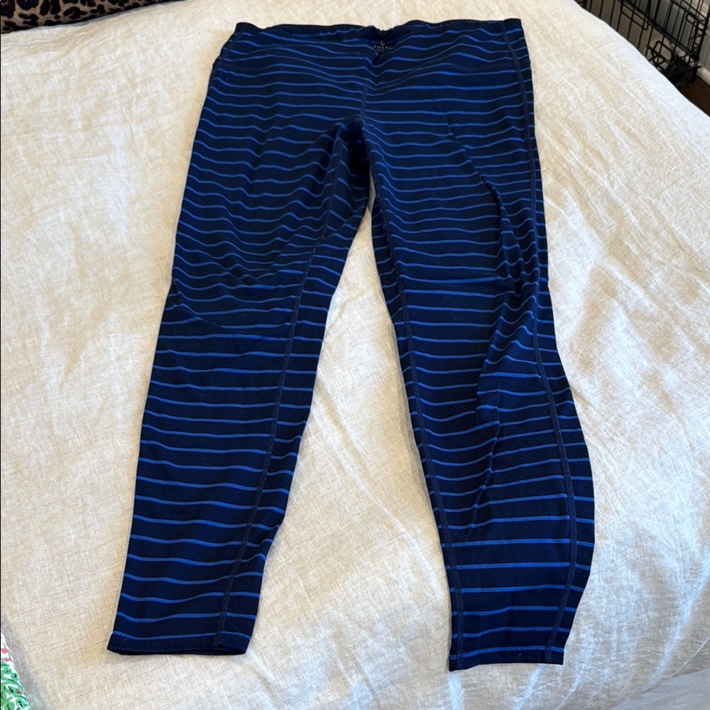 Athleta Striped Navy Leggings